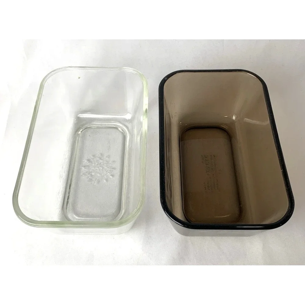 Pyrex Refrigerator Dishes Clear Amber 502-B Set of 2 NO LIDS
